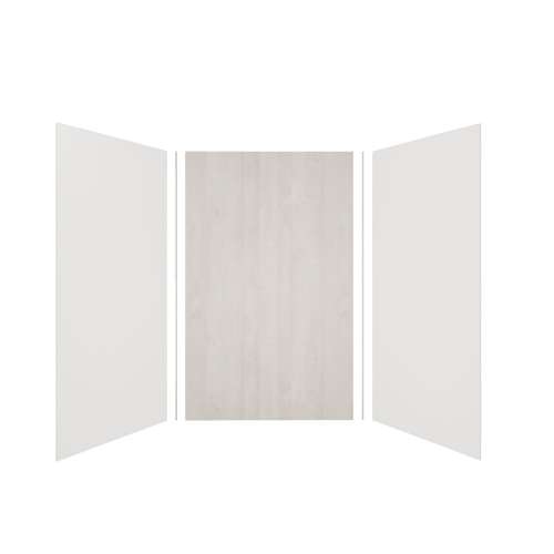Expressions 60-in x 48-in x 96-in Glue to Wall 3-Piece Shower Kit, White / Bleached Oak, EWK604896-3145