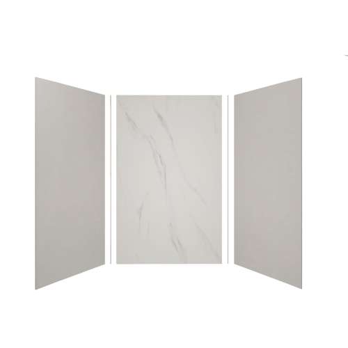 Expressions 60-in x 48-in x 96-in Glue to Wall 3-Piece Shower Kit, Grey / Bianca, EWK604896-3941