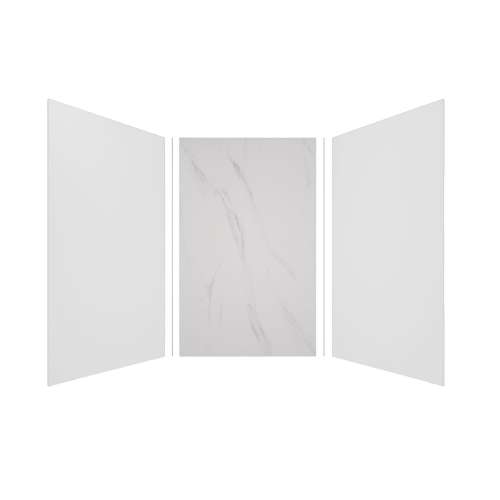 Expressions 60-in x 60-in x 96-in Glue to Wall 3-Piece Shower Kit, White / Bianca, EWK606096-3141