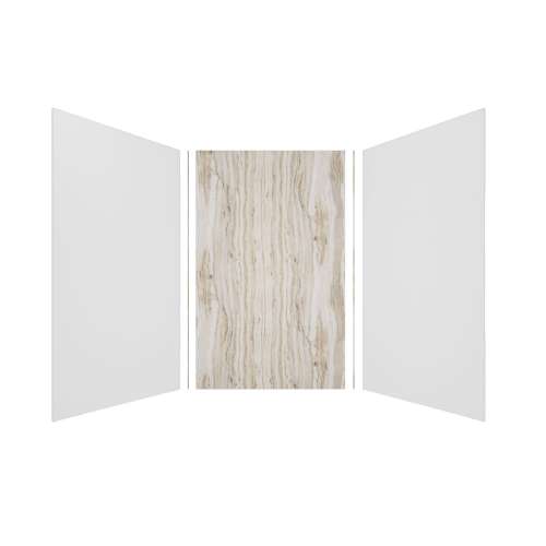 Expressions 60-in x 60-in x 96-in Glue to Wall 3-Piece Shower Kit, White / Sorento, EWK606096-3143