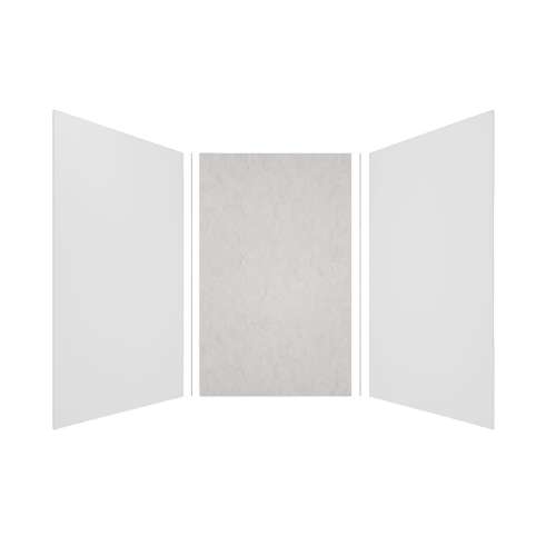 Expressions 60-in x 60-in x 96-in Glue to Wall 3-Piece Shower Kit, White / Sea Fog, EWK606096-3144