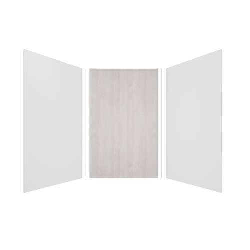 Expressions 60-in x 60-in x 96-in Glue to Wall 3-Piece Shower Kit, White / Bleached Oak, EWK606096-3145