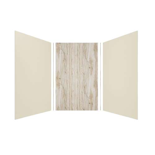 Expressions 60-in x 60-in x 96-in Glue to Wall 3-Piece Shower Kit, Cameo / Biscuit / Sorento, EWK606096-3243