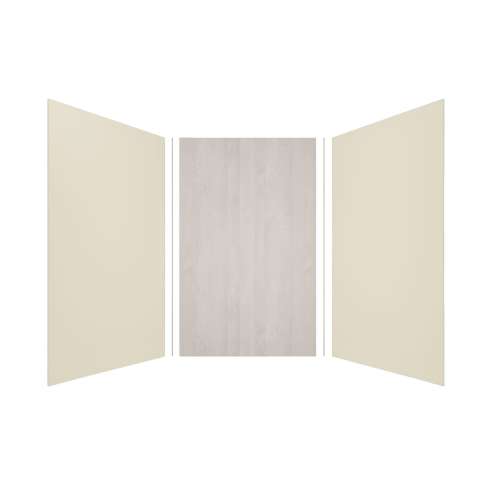 Expressions 60-in x 60-in x 96-in Glue to Wall 3-Piece Shower Kit, Cameo / Biscuit / Bleached Oak, EWK606096-3245