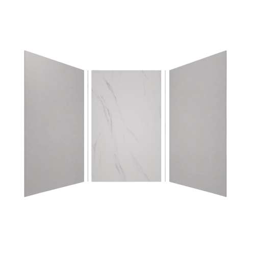 Expressions 60-in x 60-in x 96-in Glue to Wall 3-Piece Shower Kit, Grey / Bianca, EWK606096-3941