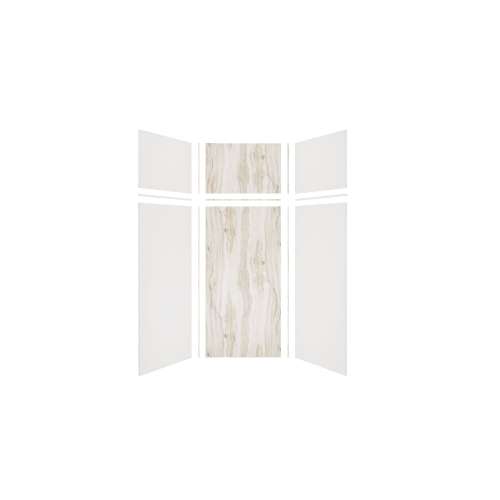 Expressions 36-in x 36-in x 96-in Glue to Wall 3-Piece Shower Kit, White / Sorento, EWKX36367224-3143