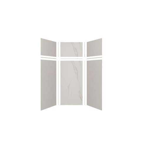 Expressions 36-in x 36-in x 96-in Glue to Wall 3-Piece Shower Kit, Grey / Bianca, EWKX36367224-3941