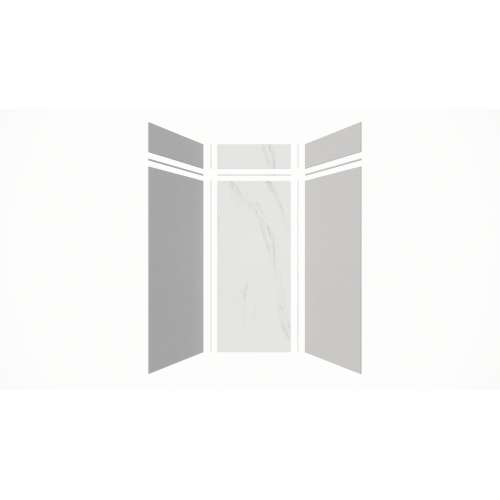 Expressions 36-in x 36-in x 96-in Glue to Wall 3-Piece Shower Kit, Grey / Bianca, EWKX36368412-3941