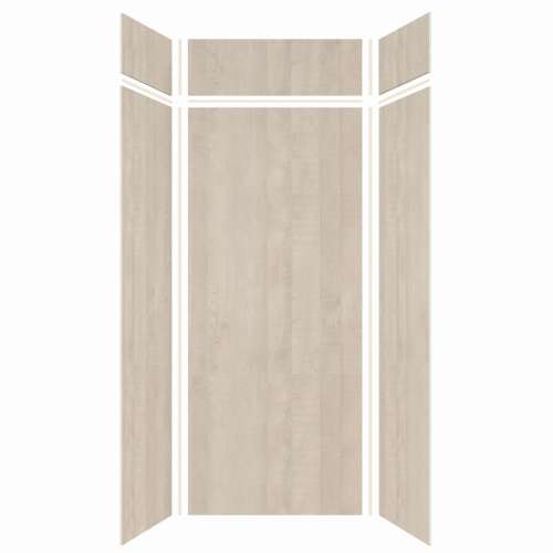 Expressions 36-in x 36-in x 96-in Glue to Wall 3-Piece Shower Kit, Bleached Oak, EWKX36368412-45