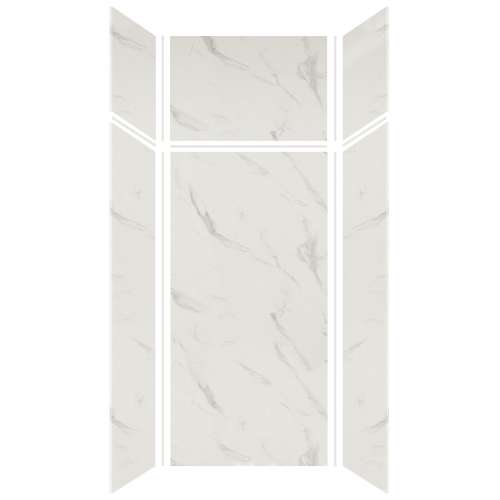Expressions 36-in x 36-in x 96-in Glue to Wall 3-Piece Shower Kit, Bianca, EWKX36367224-41