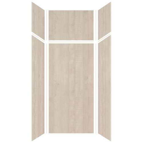 Expressions 36-in x 36-in x 96-in Glue to Wall 3-Piece Shower Kit, Bleached Oak, EWKX36367224-45