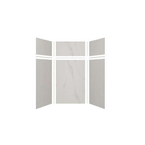 Expressions 48-in x 36-in x 96-in Glue to Wall 3-Piece Shower Kit, Grey / Bianca, EWKX48367224-3941
