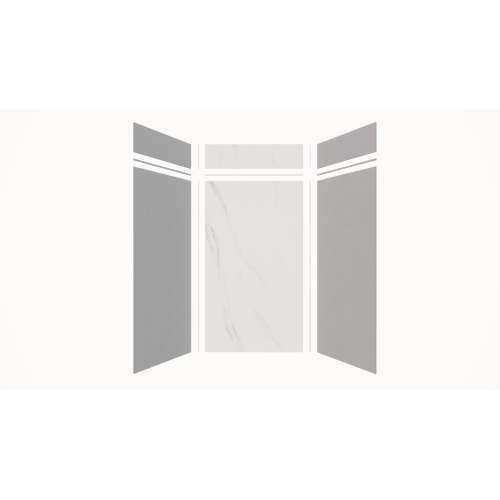 Expressions 48-in x 36-in x 96-in Glue to Wall 3-Piece Shower Kit, Grey / Bianca, EWKX48368412-3941
