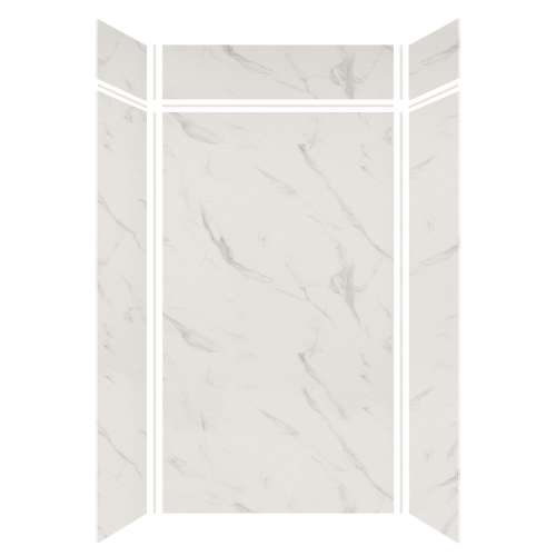 Expressions 48-in x 36-in x 96-in Glue to Wall 3-Piece Shower Kit, Bianca, EWKX48368412-41