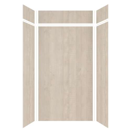 Expressions 48-in x 36-in x 96-in Glue to Wall 3-Piece Shower Kit, Bleached Oak, EWKX48368412-45