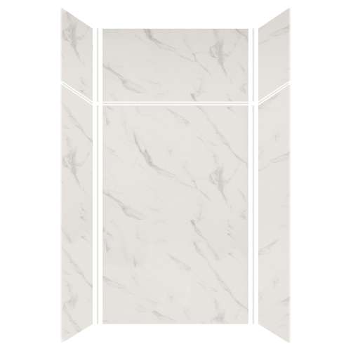 Expressions 48-in x 36-in x 96-in Glue to Wall 3-Piece Shower Kit, Bianca, EWKX48367224-41