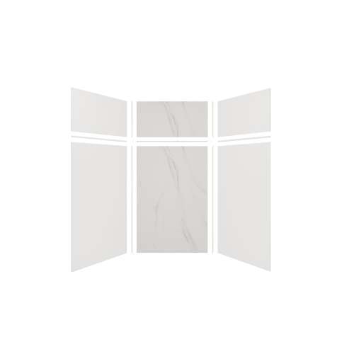 Expressions 48-in x 48-in x 96-in Glue to Wall 3-Piece Shower Kit, White / Bianca, EWKX48487224-3141