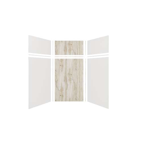 Expressions 48-in x 48-in x 96-in Glue to Wall 3-Piece Shower Kit, White / Sorento, EWKX48487224-3143