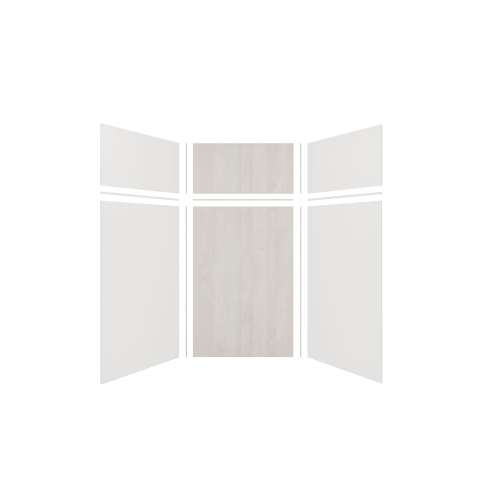Expressions 48-in x 48-in x 96-in Glue to Wall 3-Piece Shower Kit, White / Bleached Oak, EWKX48487224-3145