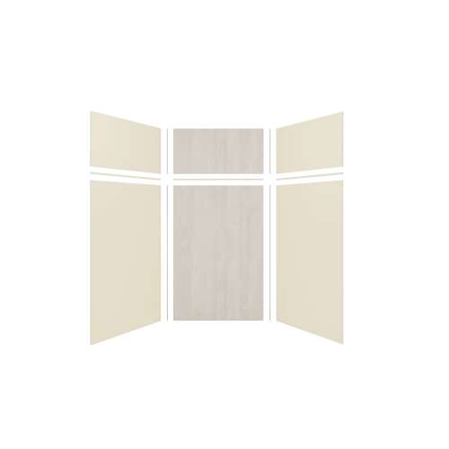 Expressions 48-in x 48-in x 96-in Glue to Wall 3-Piece Shower Kit, Cameo / Biscuit / Bleached Oak, EWKX48487224-3245