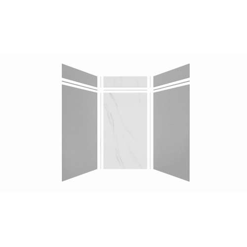 Expressions 48-in x 48-in x 96-in Glue to Wall 3-Piece Shower Kit, Grey / Bianca, EWKX48488412-3941