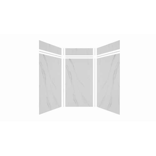 Expressions 48-in x 48-in x 96-in Glue to Wall 3-Piece Shower Kit, Bianca, EWKX48488412-41