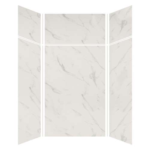 Expressions 48-in x 48-in x 96-in Glue to Wall 3-Piece Shower Kit, Bianca, EWKX48487224-41