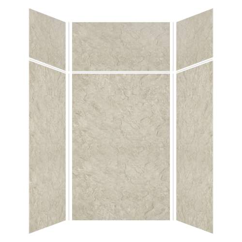 Expressions 48-in x 48-in x 96-in Glue to Wall 3-Piece Shower Kit, Sea Fog, EWKX48487224-44