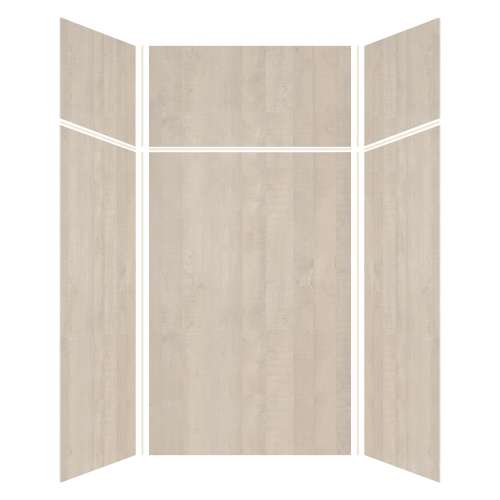 Expressions 48-in x 48-in x 96-in Glue to Wall 3-Piece Shower Kit, Bleached Oak, EWKX48487224-45