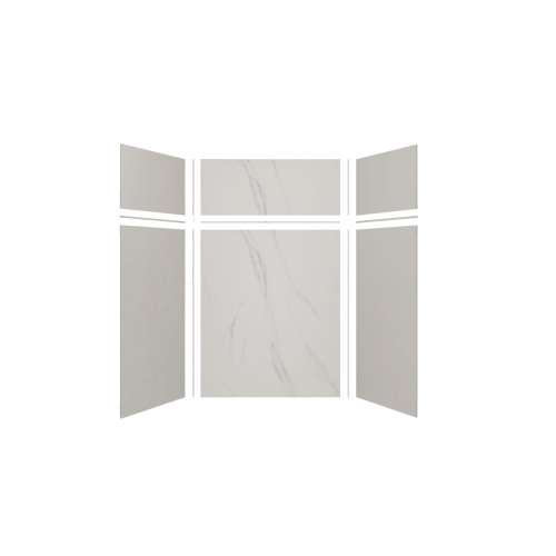 Expressions 60-in x 36-in x 96-in Glue to Wall 3-Piece Shower Kit, Grey / Bianca, EWKX60367224-3941