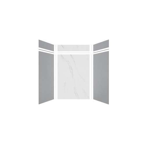 Expressions 60-in x 36-in x 96-in Glue to Wall 3-Piece Shower Kit, Grey / Bianca, EWKX60368412-3941