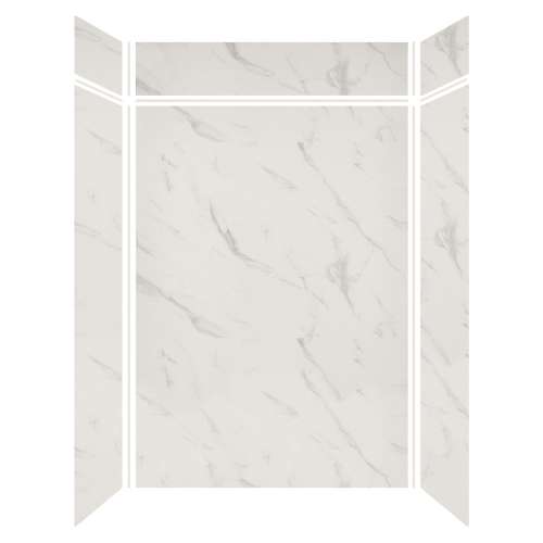 Expressions 60-in x 36-in x 96-in Glue to Wall 3-Piece Shower Kit, Bianca, EWKX60368412-41