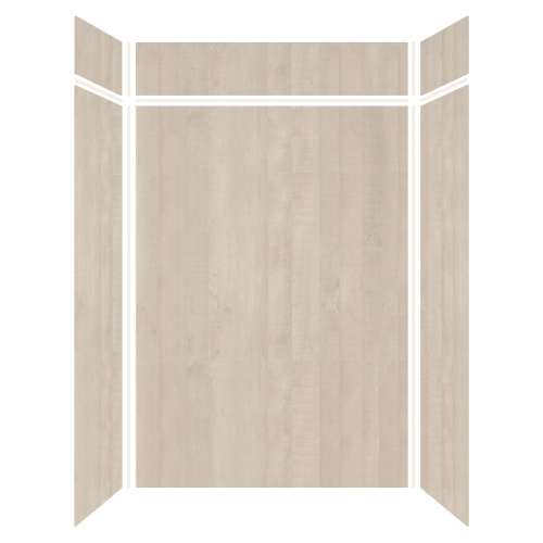 Expressions 60-in x 36-in x 96-in Glue to Wall 3-Piece Shower Kit, Bleached Oak, EWKX60368412-45