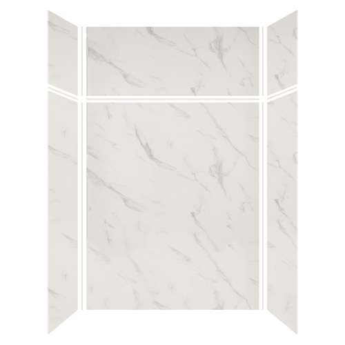 Expressions 60-in x 36-in x 96-in Glue to Wall 3-Piece Shower Kit, Bianca, EWKX60367224-41