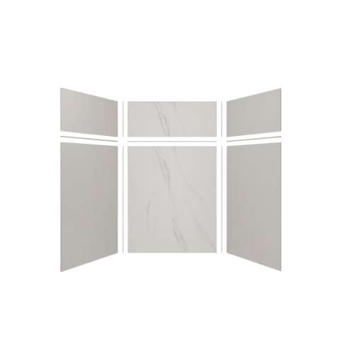 Expressions 60-in x 48-in x 96-in Glue to Wall 3-Piece Shower Kit, Grey / Bianca, EWKX60487224-3941
