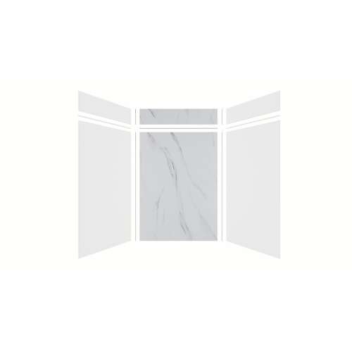 Expressions 60-in x 48-in x 96-in Glue to Wall 3-Piece Shower Kit, White / Bianca, EWKX60488412-3141