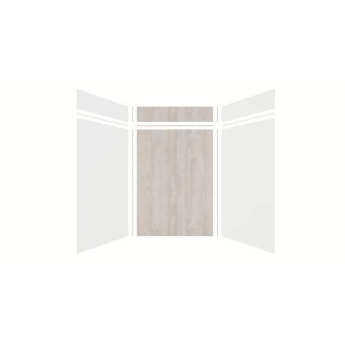 Expressions 60-in x 48-in x 96-in Glue to Wall 3-Piece Shower Kit, White / Bleached Oak, EWKX60488412-3145