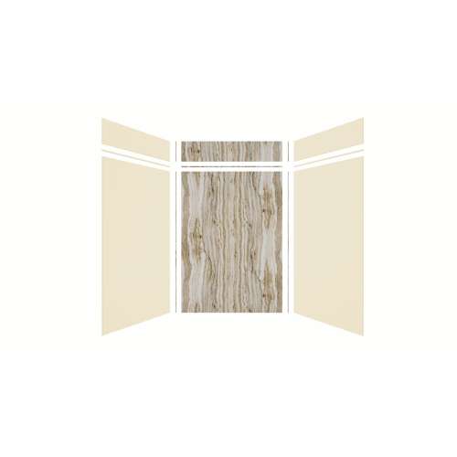 Expressions 60-in x 48-in x 96-in Glue to Wall 3-Piece Shower Kit, Cameo / Biscuit / Sorento, EWKX60488412-3243