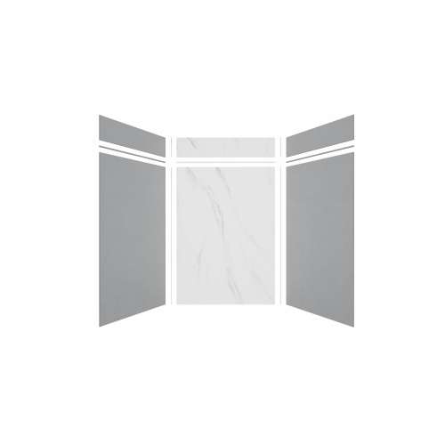 Expressions 60-in x 48-in x 96-in Glue to Wall 3-Piece Shower Kit, Grey / Bianca, EWKX60488412-3941