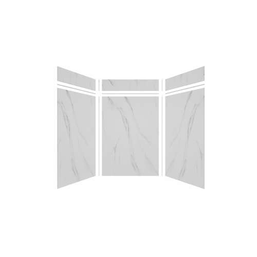Expressions 60-in x 48-in x 96-in Glue to Wall 3-Piece Shower Kit, Bianca, EWKX60488412-41