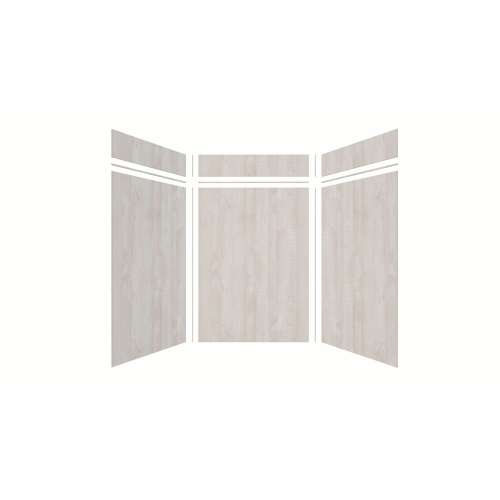 Expressions 60-in x 48-in x 96-in Glue to Wall 3-Piece Shower Kit, Bleached Oak, EWKX60488412-45