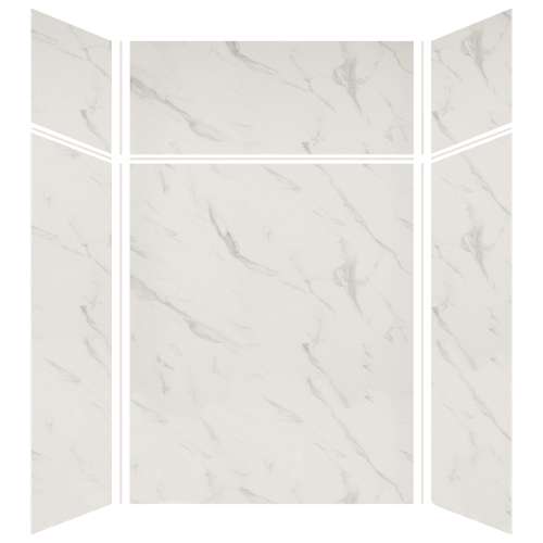 Expressions 60-in x 48-in x 96-in Glue to Wall 3-Piece Shower Kit, Bianca, EWKX60487224-41