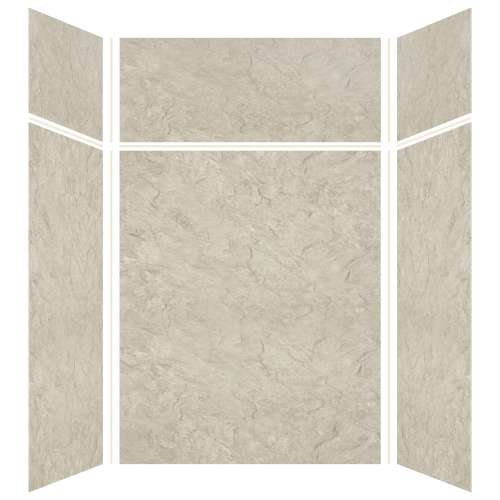 Expressions 60-in x 48-in x 96-in Glue to Wall 3-Piece Shower Kit, Sea Fog, EWKX60487224-44
