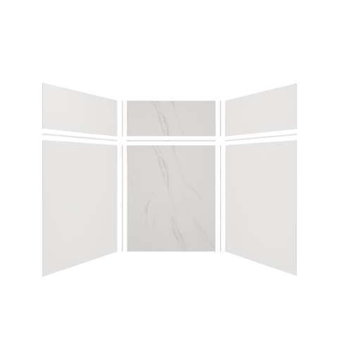 Expressions 60-in x 60-in x 96-in Glue to Wall 3-Piece Shower Kit, White / Bianca, EWKX60607224-3141