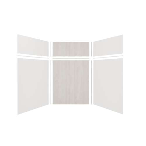 Expressions 60-in x 60-in x 96-in Glue to Wall 3-Piece Shower Kit, White / Bleached Oak, EWKX60607224-3145