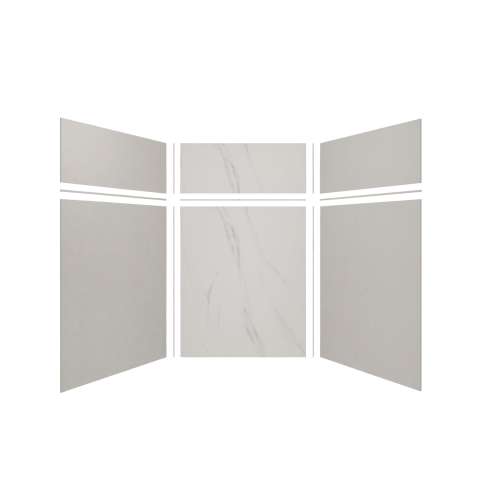Expressions 60-in x 60-in x 96-in Glue to Wall 3-Piece Shower Kit, Grey / Bianca, EWKX60607224-3941