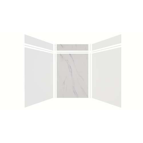 Expressions 60-in x 60-in x 96-in Glue to Wall 3-Piece Shower Kit, White / Bianca, EWKX60608412-3141