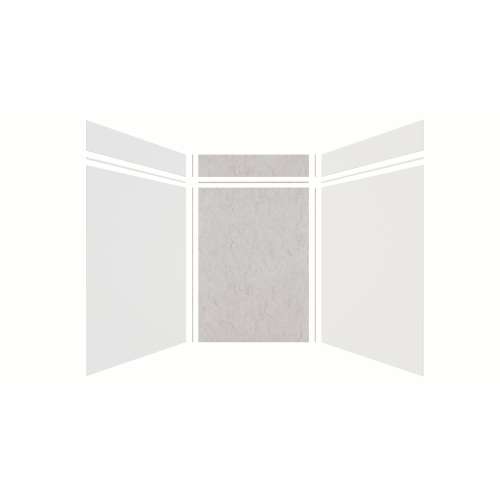 Expressions 60-in x 60-in x 96-in Glue to Wall 3-Piece Shower Kit, White / Sea Fog, EWKX60608412-3144