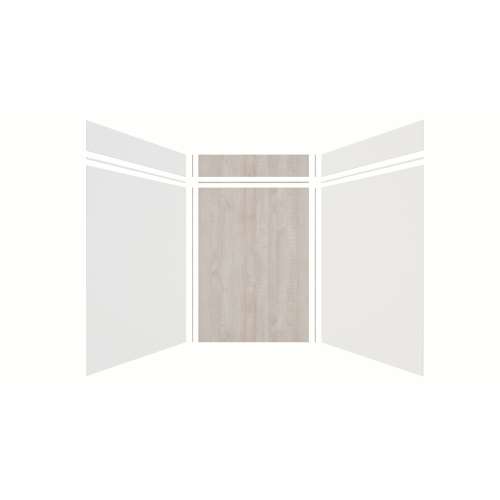 Expressions 60-in x 60-in x 96-in Glue to Wall 3-Piece Shower Kit, White / Bleached Oak, EWKX60608412-3145