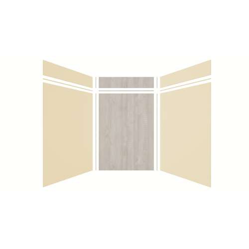 Expressions 60-in x 60-in x 96-in Glue to Wall 3-Piece Shower Kit, Cameo / Biscuit / Bleached Oak, EWKX60608412-3245